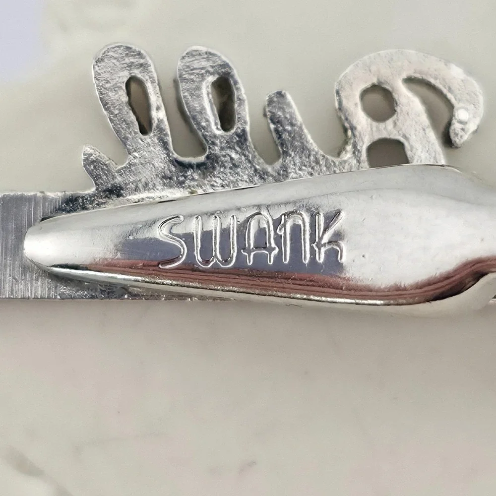 Vtg SWANK 'Bill' Name Tie Clip Tie Bar Tie Clasp Textured Silver Tone FREE $HIP!